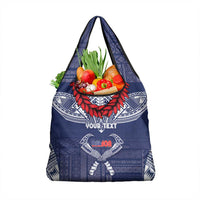 Personalized Talofa Samoa Grocery Bag Ulafala With Toa Nifo'oti - Blue LT7 1-pack One Size Blue - Polynesian Pride