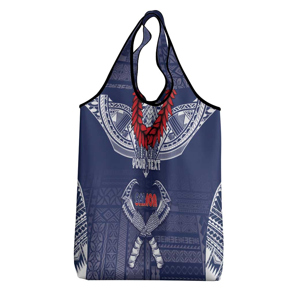 Personalized Talofa Samoa Grocery Bag Ulafala With Toa Nifo'oti - Blue LT7 - Polynesian Pride