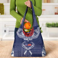 Personalized Talofa Samoa Grocery Bag Ulafala With Toa Nifo'oti - Blue LT7 - Polynesian Pride