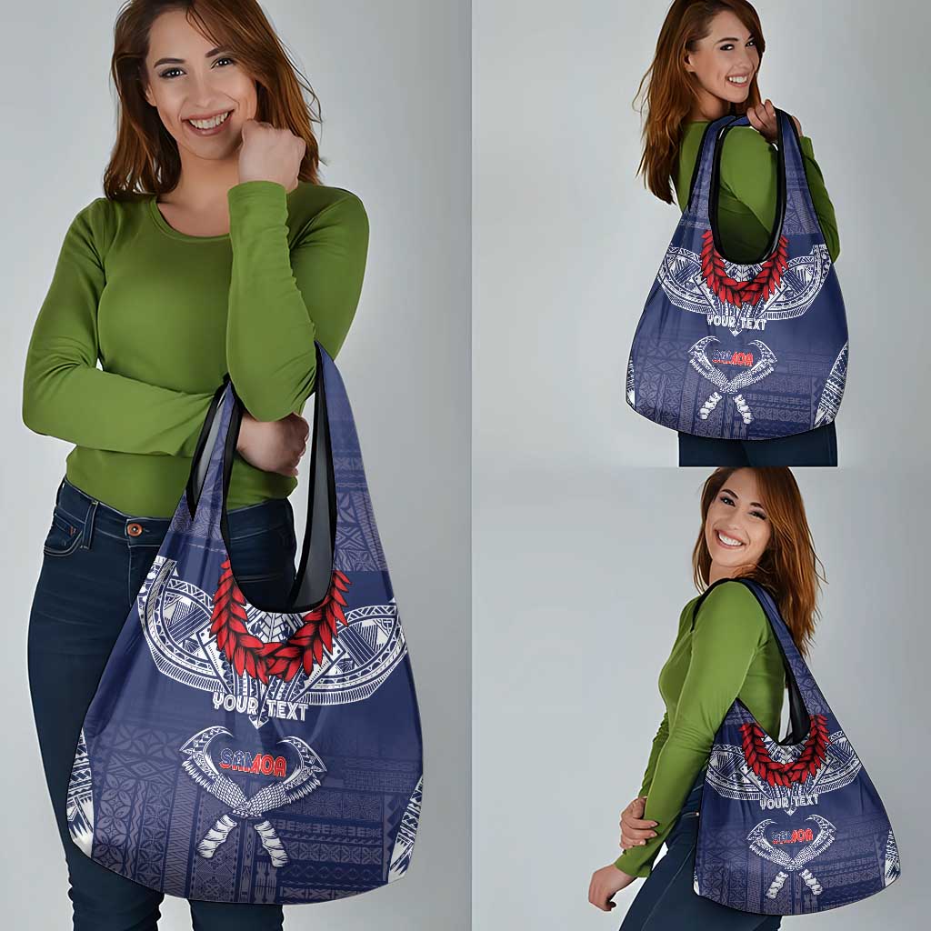 Personalized Talofa Samoa Grocery Bag Ulafala With Toa Nifo'oti - Blue LT7 - Polynesian Pride