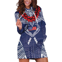 Personalized Talofa Samoa Hoodie Dress Ulafala With Toa Nifo'oti - Blue