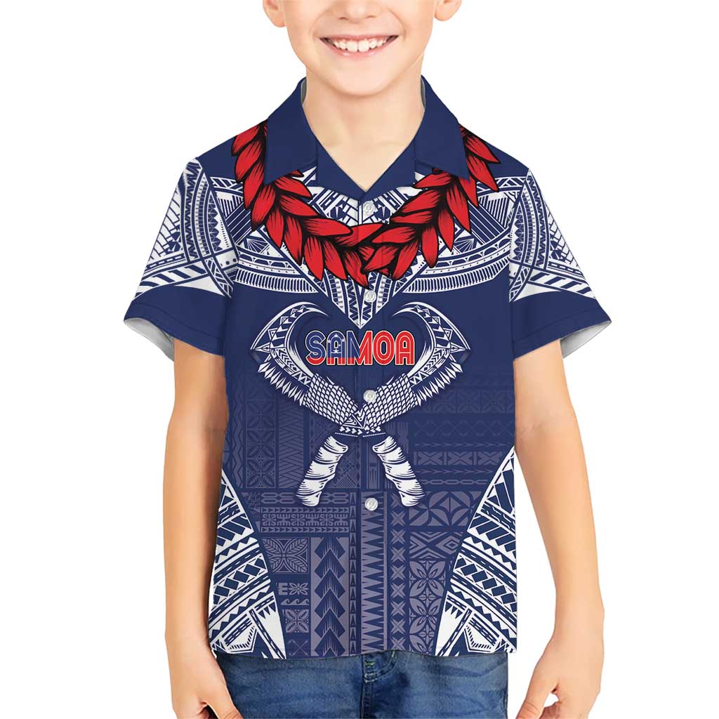 Personalized Talofa Samoa Kid Hawaiian Shirt Ulafala With Toa Nifo'oti - Blue LT7 Kid Blue - Polynesian Pride