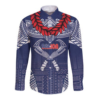 Personalized Talofa Samoa Long Sleeve Button Shirt Ulafala With Toa Nifo'oti - Blue LT7 Unisex Blue - Polynesian Pride
