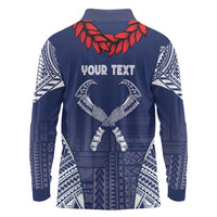 Personalized Talofa Samoa Long Sleeve Polo Shirt Ulafala With Toa Nifo'oti - Blue