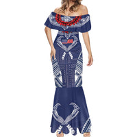 Personalized Talofa Samoa Mermaid Dress Ulafala With Toa Nifo'oti - Blue