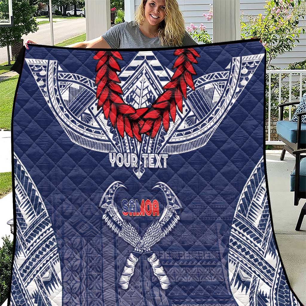 Personalized Talofa Samoa Quilt Ulafala With Toa Nifo'oti - Blue