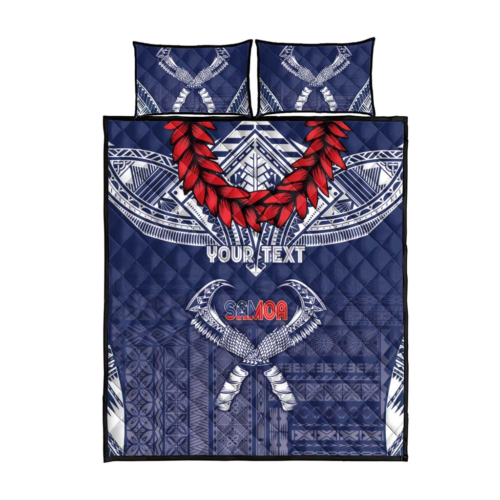 Personalized Talofa Samoa Quilt Bed Set Ulafala With Toa Nifo'oti - Blue LT7 - Polynesian Pride
