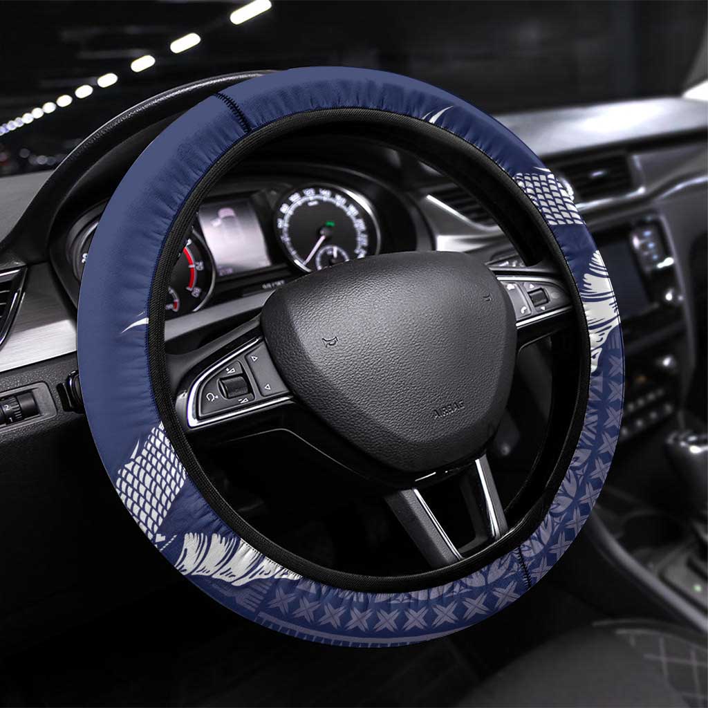 Talofa Samoa Steering Wheel Cover Ulafala With Toa Nifo'oti - Blue LT7 Universal Fit Blue - Polynesian Pride