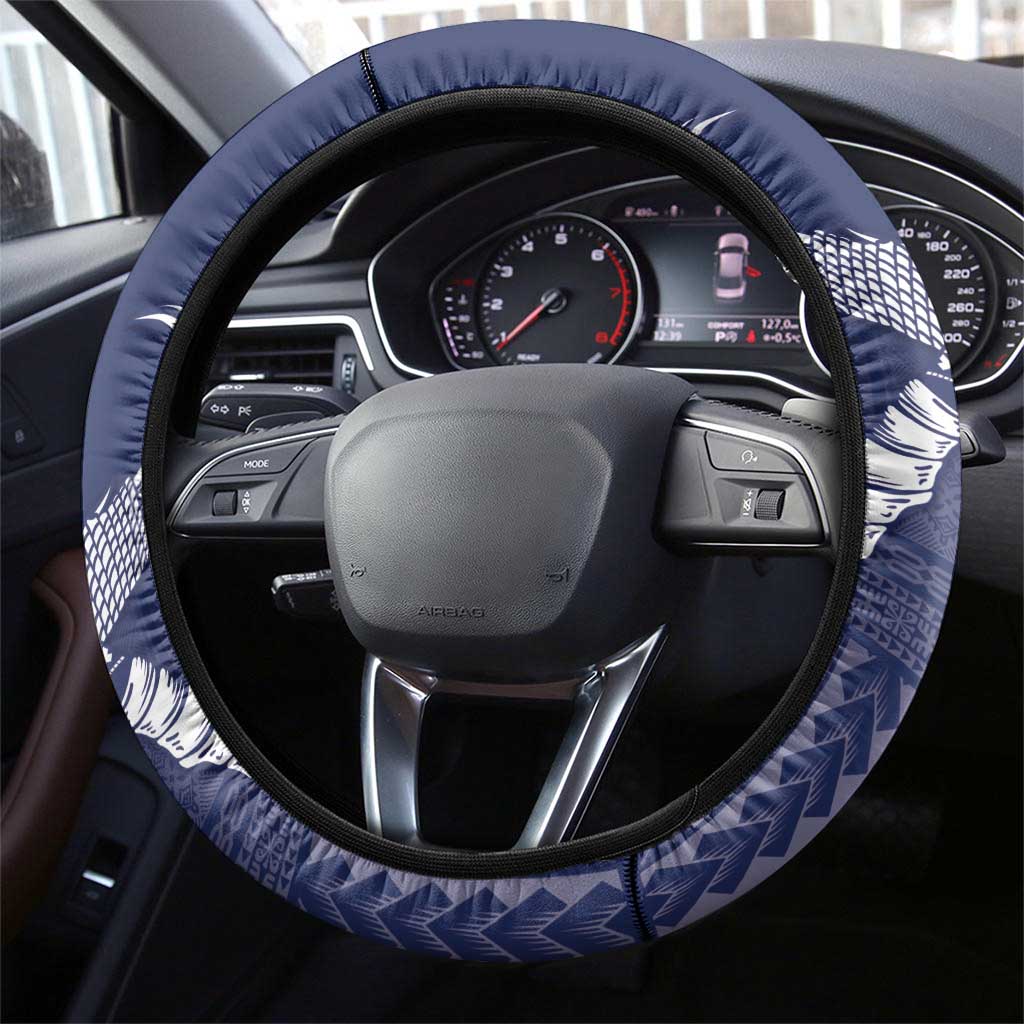 Talofa Samoa Steering Wheel Cover Ulafala With Toa Nifo'oti - Blue LT7 - Polynesian Pride