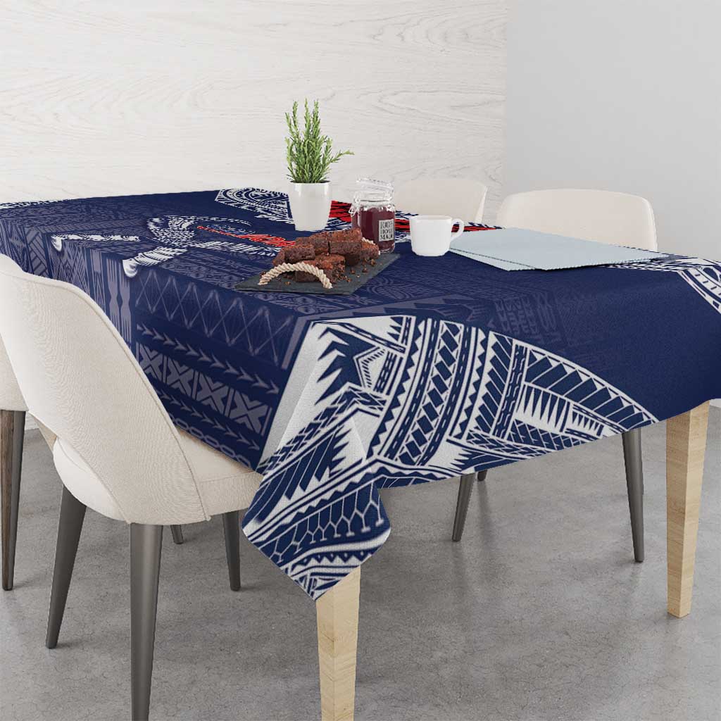 Personalized Talofa Samoa Tablecloth Ulafala With Toa Nifo'oti - Blue LT7 - Polynesian Pride