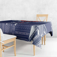 Personalized Talofa Samoa Tablecloth Ulafala With Toa Nifo'oti - Blue LT7 - Polynesian Pride