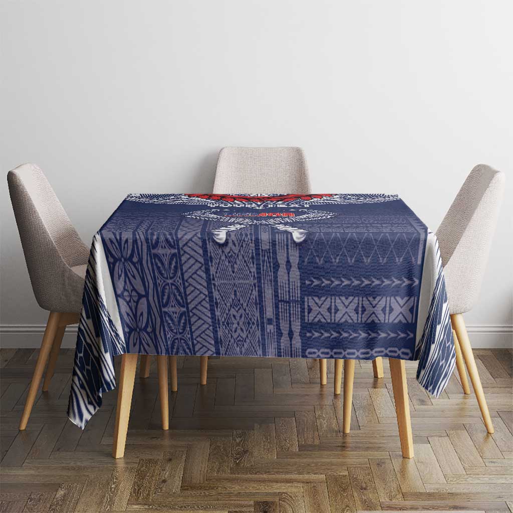 Personalized Talofa Samoa Tablecloth Ulafala With Toa Nifo'oti - Blue LT7 - Polynesian Pride