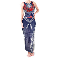 Personalized Talofa Samoa Tank Maxi Dress Ulafala With Toa Nifo'oti - Blue