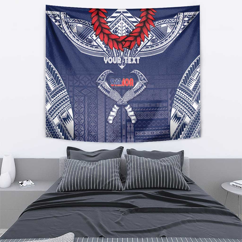 Personalized Talofa Samoa Tapestry Ulafala With Toa Nifo'oti - Blue