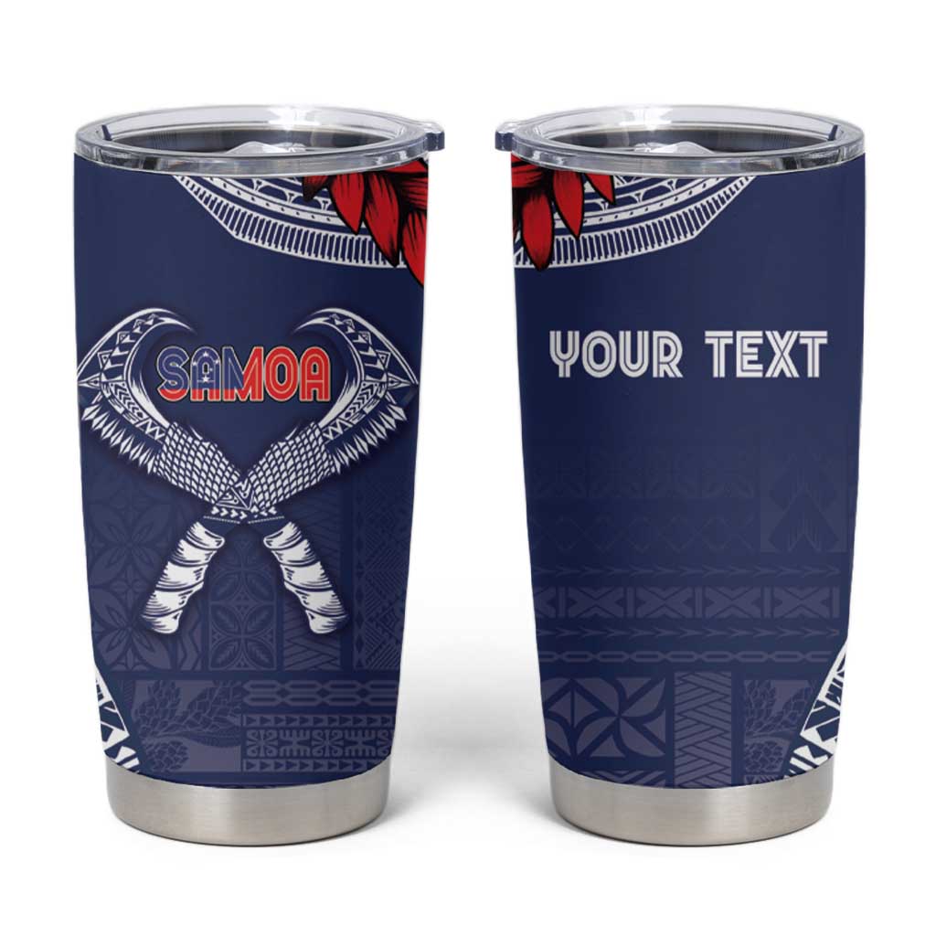 Personalized Talofa Samoa Tumbler Cup Ulafala With Toa Nifo'oti - Blue