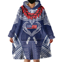 Personalized Talofa Samoa Wearable Blanket Hoodie Ulafala With Toa Nifo'oti - Blue LT7 - Polynesian Pride