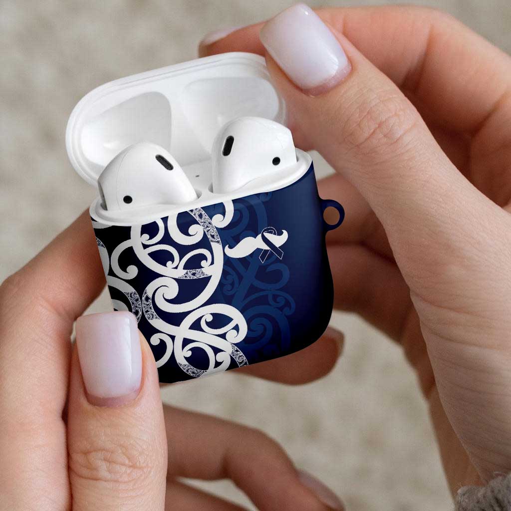 New Zealand Maori Mo Bros AirPods Case Blue Ribbon With Koru Kowhaiwhai - Polynesian Pride