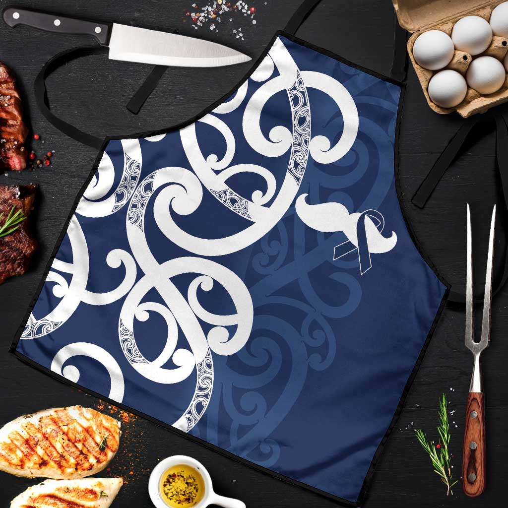 New Zealand Maori Mo Bros Apron Blue Ribbon With Koru Kowhaiwhai - Polynesian Pride