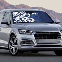 New Zealand Maori Mo Bros Auto Sun Shade Blue Ribbon With Koru Kowhaiwhai - Polynesian Pride