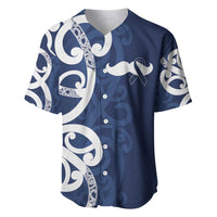 New Zealand Maori Mo Bros Baseball Jersey Blue Ribbon With Koru Kowhaiwhai - Polynesian Pride