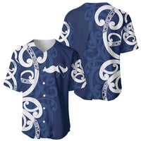 New Zealand Maori Mo Bros Baseball Jersey Blue Ribbon With Koru Kowhaiwhai - Polynesian Pride