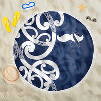 New Zealand Maori Mo Bros Beach Blanket Blue Ribbon With Koru Kowhaiwhai - Polynesian Pride