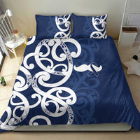 New Zealand Maori Mo Bros Bedding Set Blue Ribbon With Koru Kowhaiwhai - Polynesian Pride