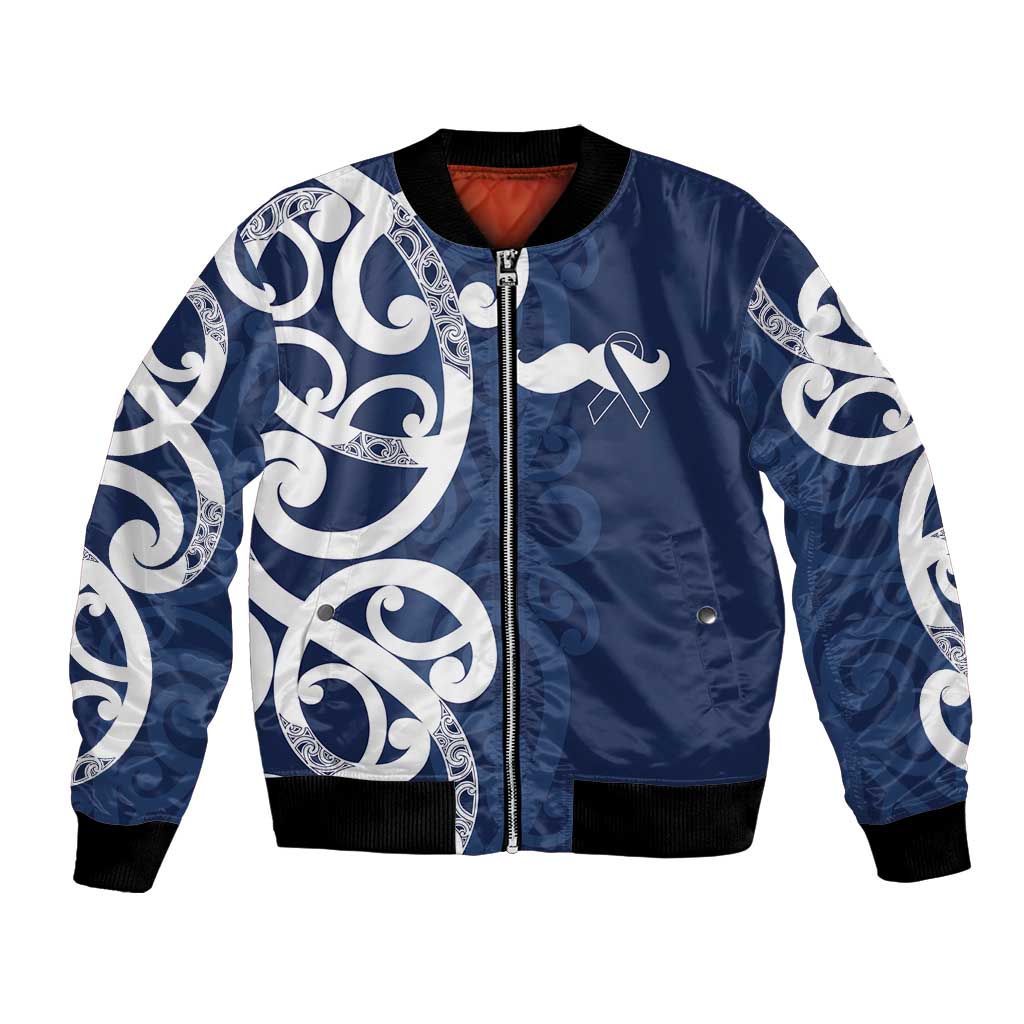 New Zealand Maori Mo Bros Bomber Jacket Blue Ribbon With Koru Kowhaiwhai - Polynesian Pride