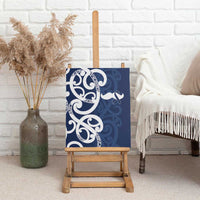 New Zealand Maori Mo Bros Canvas Wall Art Blue Ribbon With Koru Kowhaiwhai - Polynesian Pride