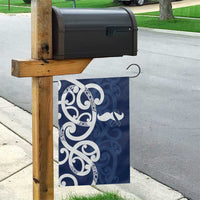 New Zealand Maori Mo Bros Garden Flag Blue Ribbon With Koru Kowhaiwhai - Polynesian Pride