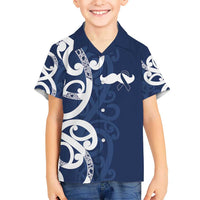 New Zealand Maori Mo Bros Hawaiian Shirt Blue Ribbon With Koru Kowhaiwhai - Polynesian Pride