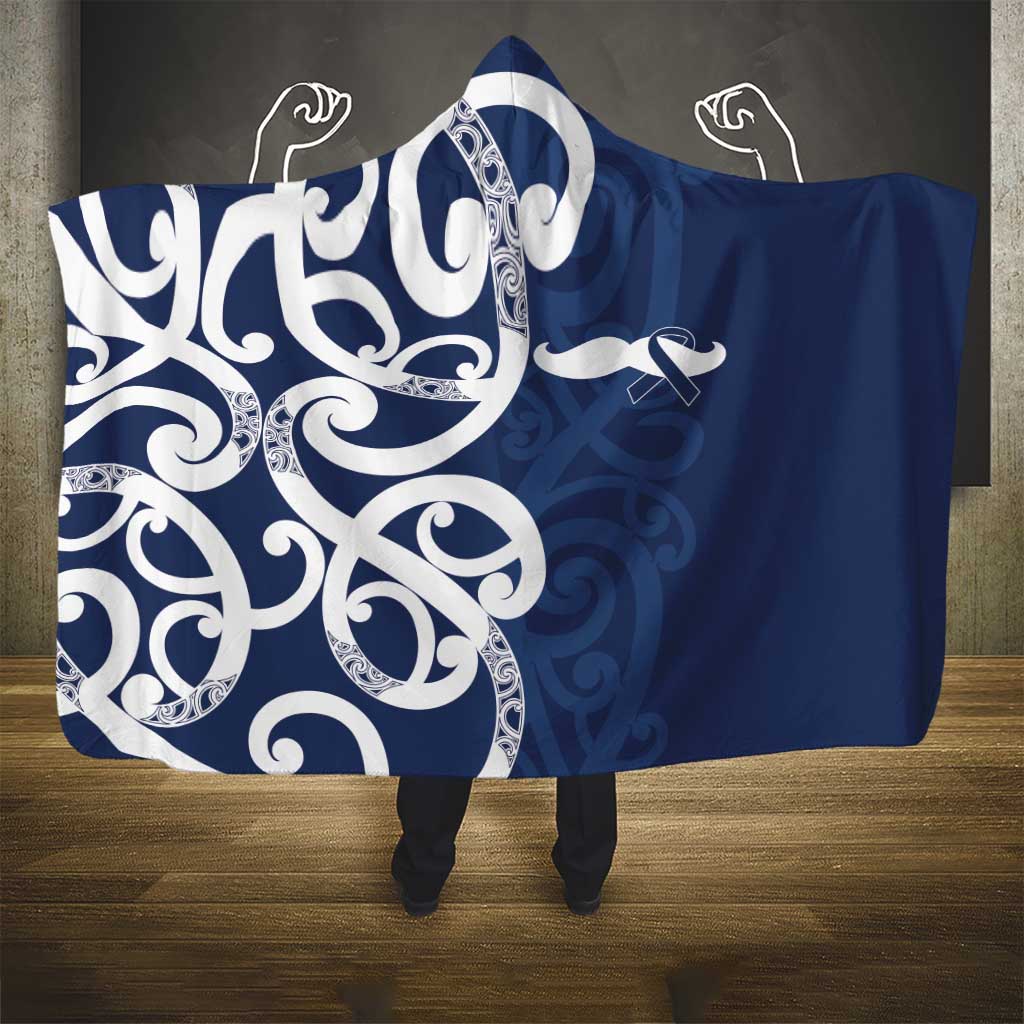 New Zealand Maori Mo Bros Hooded Blanket Blue Ribbon With Koru Kowhaiwhai - Polynesian Pride