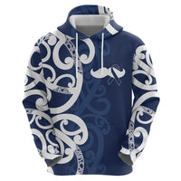 New Zealand Maori Mo Bros Hoodie Blue Ribbon With Koru Kowhaiwhai - Polynesian Pride