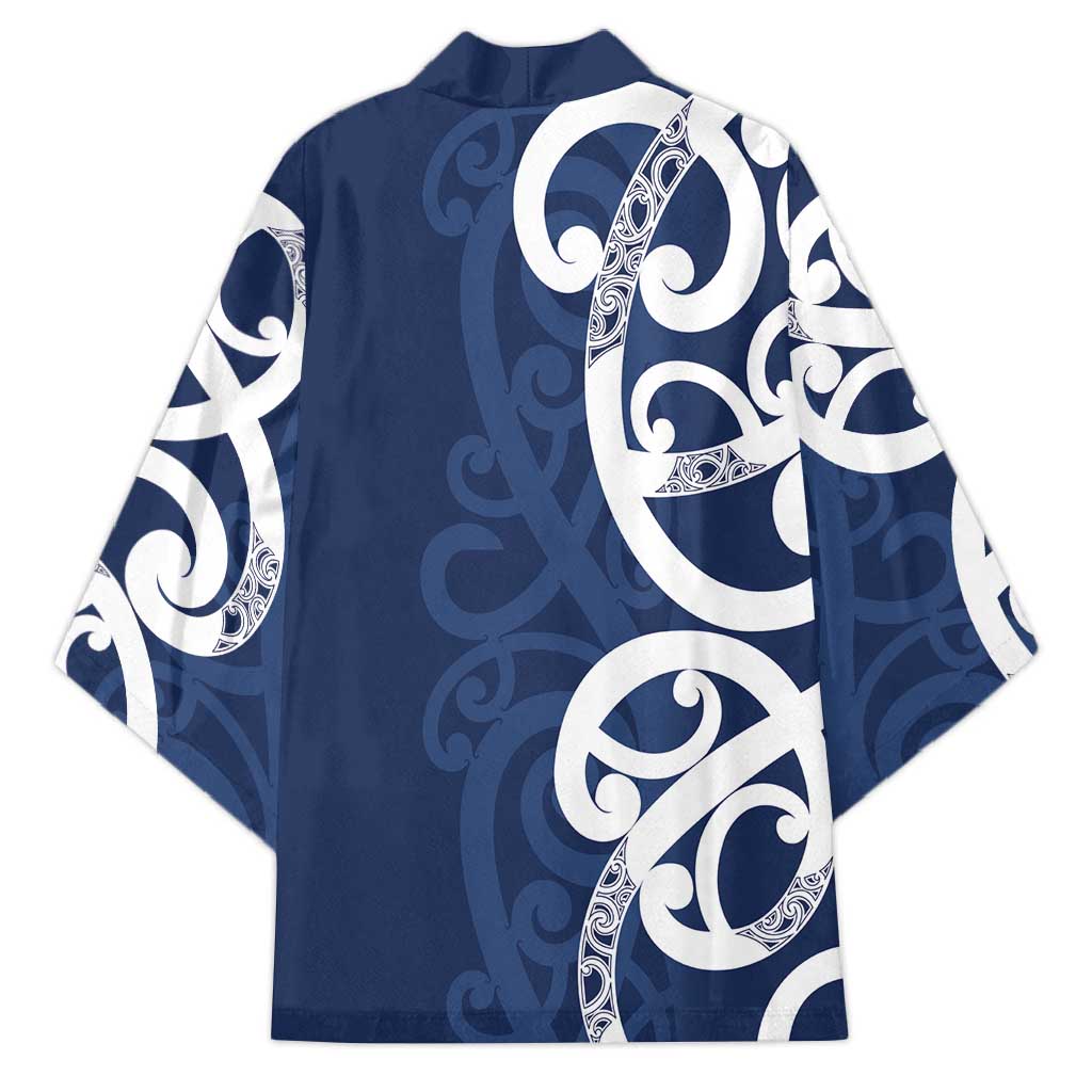 New Zealand Maori Mo Bros Kimono Blue Ribbon With Koru Kowhaiwhai - Polynesian Pride