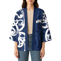 New Zealand Maori Mo Bros Kimono Blue Ribbon With Koru Kowhaiwhai - Polynesian Pride