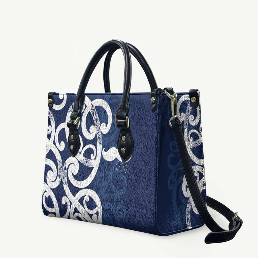 New Zealand Maori Mo Bros Leather Bag Blue Ribbon With Koru Kowhaiwhai - Polynesian Pride