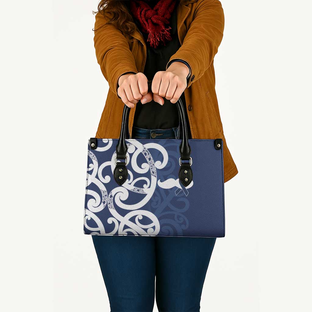 New Zealand Maori Mo Bros Leather Bag Blue Ribbon With Koru Kowhaiwhai - Polynesian Pride