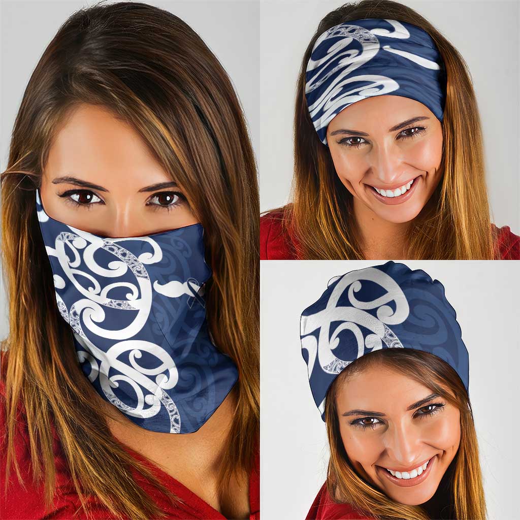 New Zealand Maori Mo Bros Neck Gaiter Blue Ribbon With Koru Kowhaiwhai - Polynesian Pride