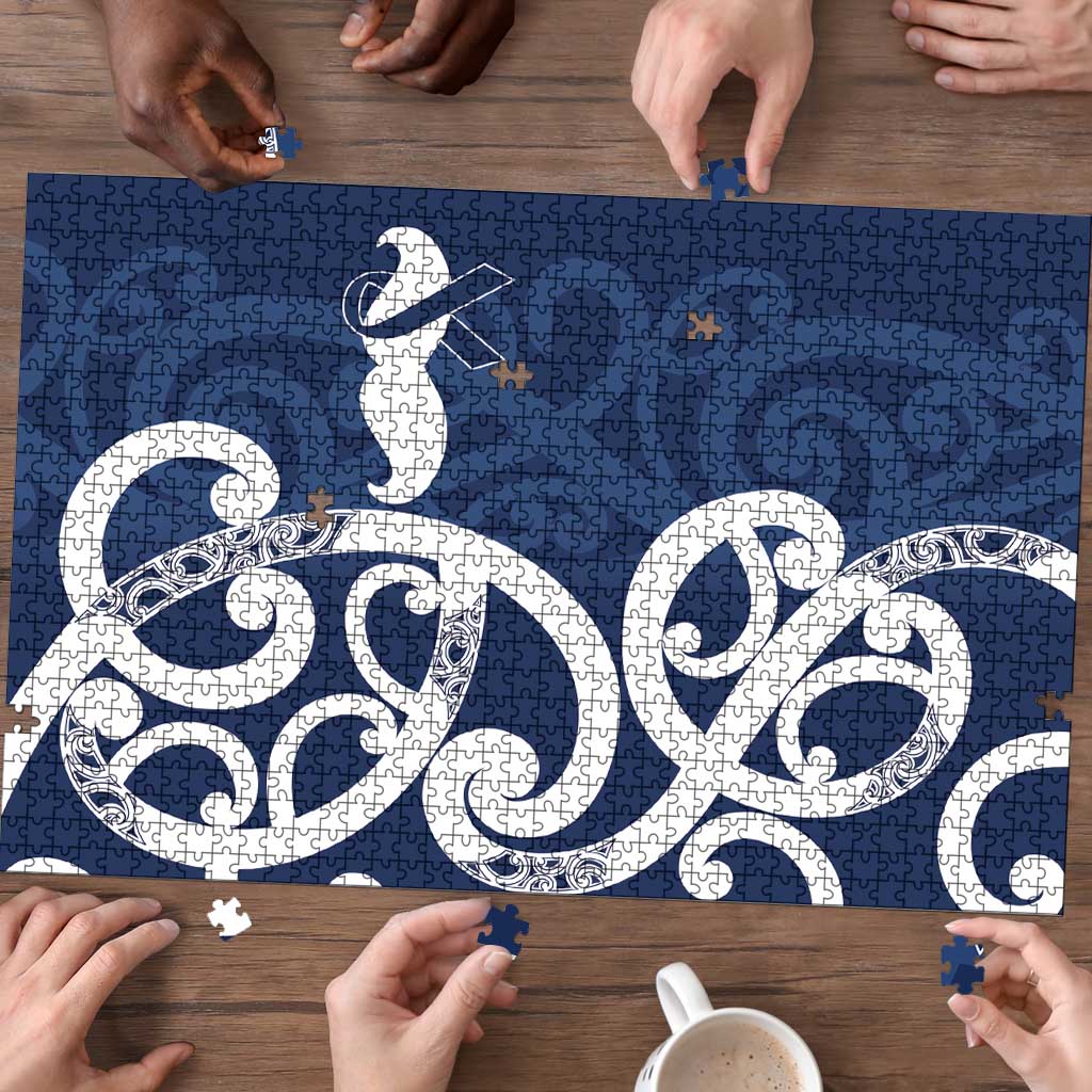 New Zealand Maori Mo Bros Puzzle Blue Ribbon With Koru Kowhaiwhai - Polynesian Pride