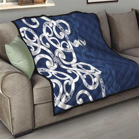 New Zealand Maori Mo Bros Quilt Blue Ribbon With Koru Kowhaiwhai - Polynesian Pride