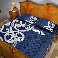 New Zealand Maori Mo Bros Quilt Bed Set Blue Ribbon With Koru Kowhaiwhai - Polynesian Pride
