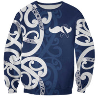 New Zealand Maori Mo Bros Sweatshirt Blue Ribbon With Koru Kowhaiwhai - Polynesian Pride