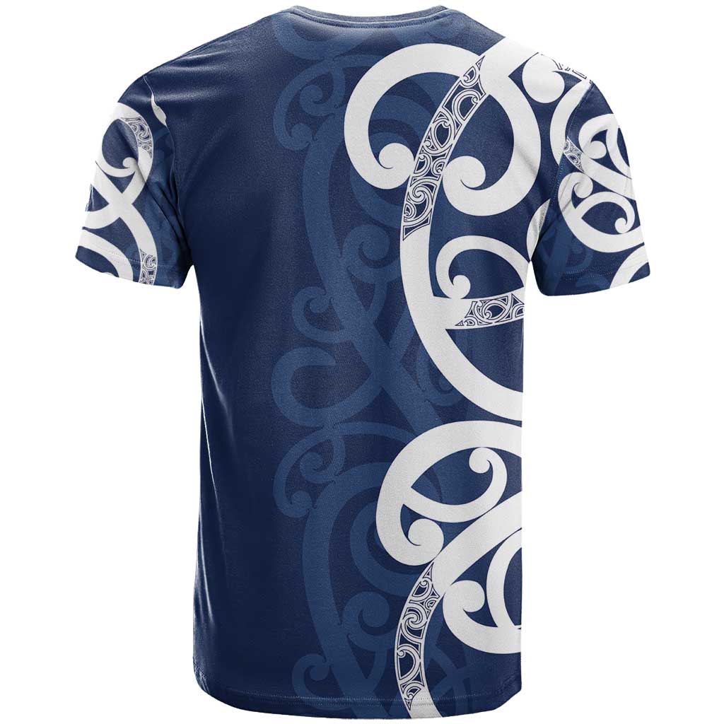 New Zealand Maori Mo Bros T Shirt Blue Ribbon With Koru Kowhaiwhai - Polynesian Pride