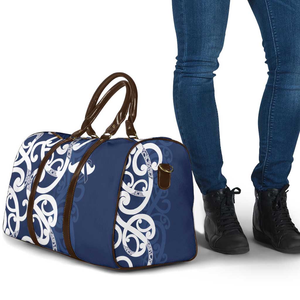 New Zealand Maori Mo Bros Travel Bag Blue Ribbon With Koru Kowhaiwhai - Polynesian Pride