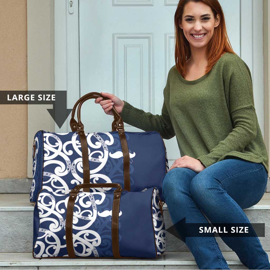 New Zealand Maori Mo Bros Travel Bag Blue Ribbon With Koru Kowhaiwhai - Polynesian Pride