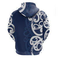 New Zealand Maori Mo Bros Zip Hoodie Blue Ribbon With Koru Kowhaiwhai - Polynesian Pride