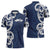 New Zealand Maori Mo Bros Zipper Polo Shirt Blue Ribbon With Koru Kowhaiwhai - Polynesian Pride