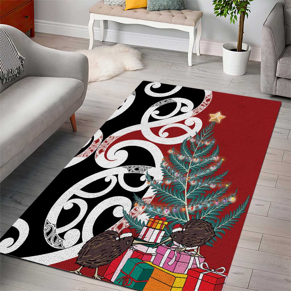 New Zealand Silver Fern Christmas Tree Area Rug Meri Kirihimete - Polynesian Pride