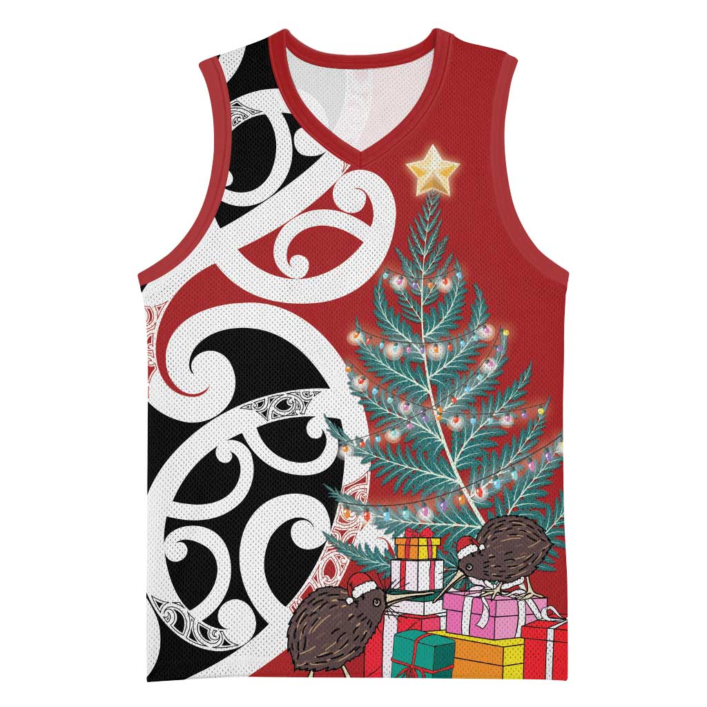 New Zealand Silver Fern Christmas Tree Basketball Jersey Meri Kirihimete - Polynesian Pride