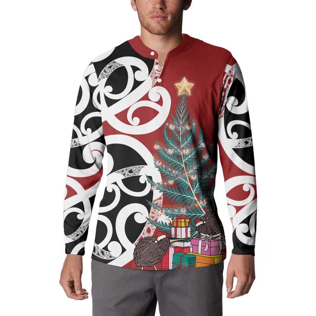 New Zealand Silver Fern Christmas Tree Button Sweatshirt Meri Kirihimete - Polynesian Pride